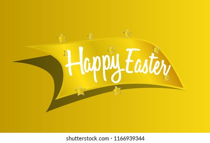 happy easter, beautiful greeting card background or banner with golden ticket illustration for lucky prize theme. design illustration