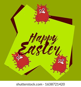 happy easter, beautiful greeting card background or template banner with bacteria and virus theme. vector design illustration