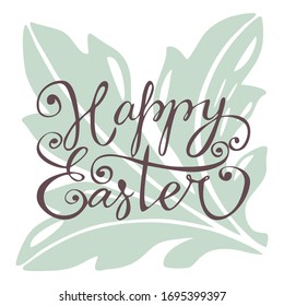Happy Easter beautiful modern hand drawn vector lettering. Elegant calligraphic handwritten phrase. Vector holiday greeting design elements for cards, t shirts and posters.