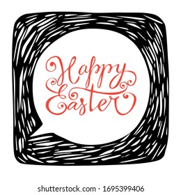 Happy Easter beautiful modern hand drawn vector lettering. Elegant calligraphic handwritten phrase. Vector holiday greeting design elements for cards, t shirts and posters.