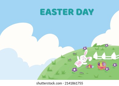 Happy Easter with beautiful scenery background