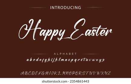 Happy Easter Best Alphabet Painting Paint Brush Beauty Script Logotype Font lettering handwritten