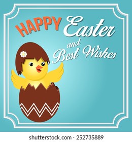 Happy Easter and Best Wish. Easter Chick Vector