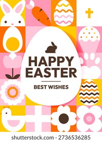 Happy Easter Best Wishes Card with Festive Elements