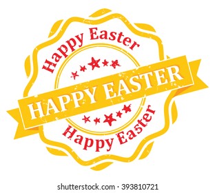 Happy Easter! - bi-color grunge label. Print colors used