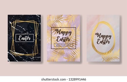 happy easter. the big set of liquid marble with gold. flyer, business card, flyer, brochure, poster, for printing. trend vector