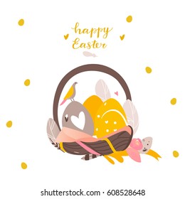 Happy easter bird feathers