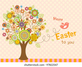 Happy Easter bird - vector greeting card