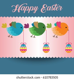 happy easter -birds carry eggs
