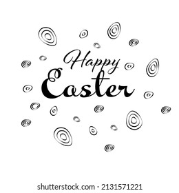 huevos con letras negras de pascua feliz alrededor