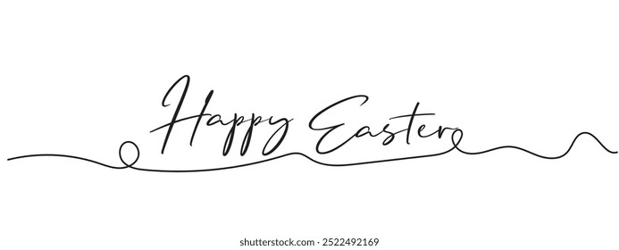 happy easter black line art lettering, hand drawn modern vector calligraphy, design for holiday greeting card and invitation for the happy easter day, greeting card text template 