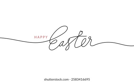 Happy Easter black line lettering. Hand drawn elegant modern vector calligraphy. Design for Easter holiday greeting card.