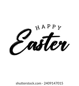 Happy Easter black linear lettering with swooshes. Hand drawn elegant modern vector calligraphy.