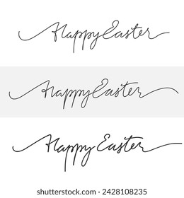 Happy Easter black linear lettering. Handwritten