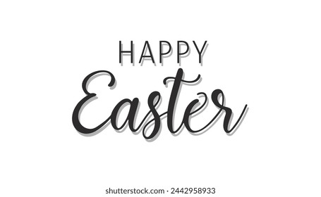 Happy Easter black linear lettering with swooshes. Hand drawn elegant modern vector calligraphy. Design for holiday greeting card and invitation of the happy Easter day. Greeting card text template.