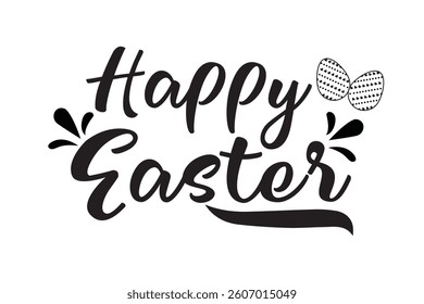 Happy Easter black linear lettering with swooshes. Hand drawn elegant modern vector calligraphy. Design for holiday greeting card and invitation of the happy Easter day. Greeting card text template.