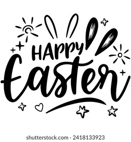 happy easter black vector graphic design and cut file
