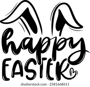 happy easter black vector graphic design and cut file