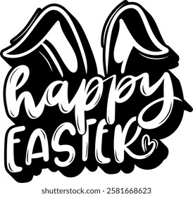 happy easter black vector graphic design and cut file