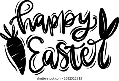 happy easter black vector graphic design and cut file