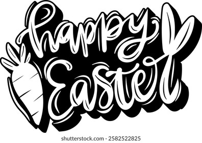 happy easter black vector graphic design and cut file