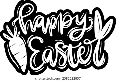 happy easter black vector graphic design and cut file