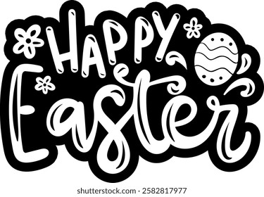 happy easter black vector graphic design and cut file