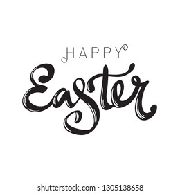 Happy Easter. Black and white calligraphy phrase