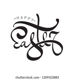 Happy Easter. Black and white calligraphy phrase