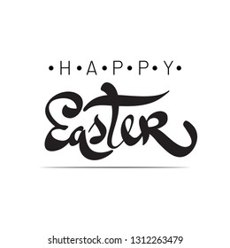 Happy Easter. Black and white calligraphy phrase