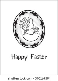 Happy Easter black and white card.