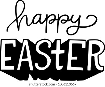 Happy Easter in black and white handwritten lettering
