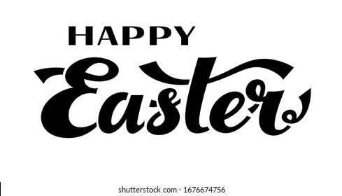 Happy Easter. Black and white vector lettering. Eps8. RGB. Global color