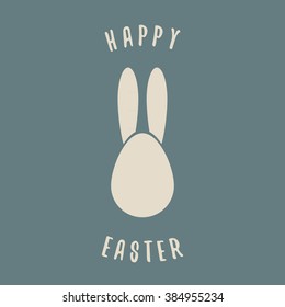 Happy Easter blue background. Easter bunny egg.