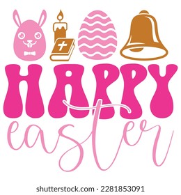 Happy Easter Boho Retro Style Happy Easter SVG And T-shirt Design, Easter SVG Quotes Design t shirt design, Vector EPS Editable Files, can you download this Design Bundle