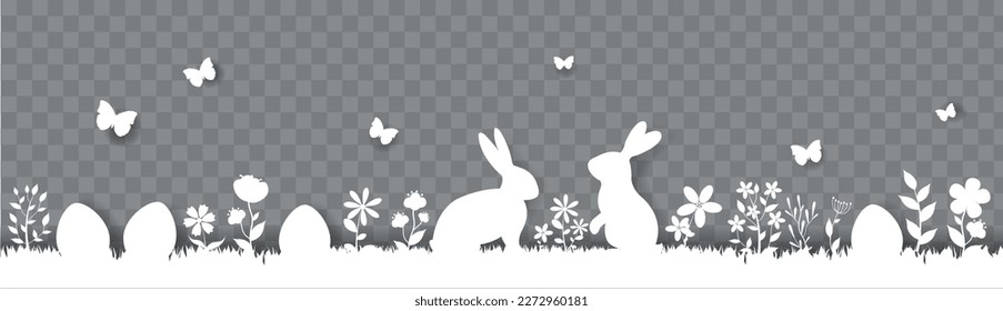 Feliz Frontera De Pascua Con Flor Y Antecedentes Transparentes De Conejo
Con malla gradiente, iluminación vectorial