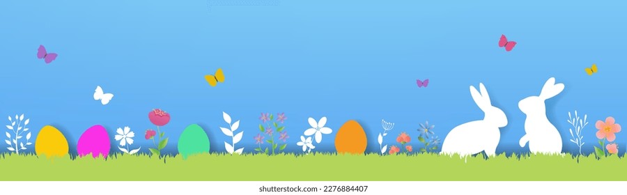 Happy Easter Border With Flower And Rabbits
With Gradient Mesh, Vector Illustration