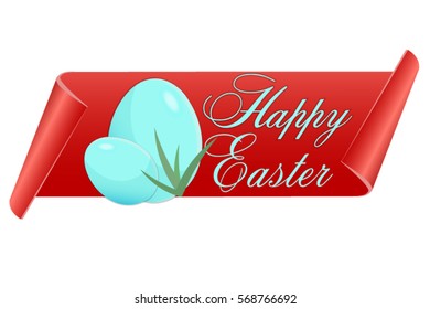Happy Easter Bright banner advertising cool design green grass Easter egg spring daisies