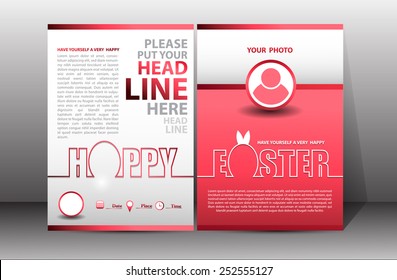 Happy Easter Brochure, flyer, card, and book. Vector Illustration