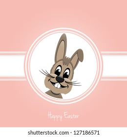 happy easter brown bunny on pink background