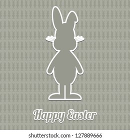 happy easter brown cartoon bunny gray background
