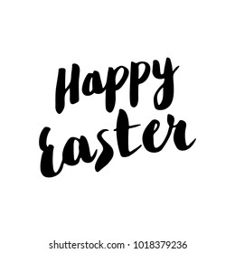 Happy Easter Brush Hand Lettering Vector Black on White Background