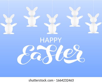 Happy Easter brush lettering. Vector stock illustration for banner