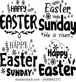 Happy Easter Bundle design, Christian Easter bunny Bundle, Retro Easter Cut Files Cricut, Good for Happy Easter tshirt design