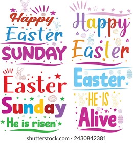 Happy Easter Bundle design, Christian Easter bunny Bundle, Retro Easter Cut Files Cricut, Good for Happy Easter tshirt design