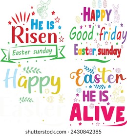 Happy Easter Bundle design, Christian Easter bunny Bundle, Retro Easter Cut Files Cricut, Good for Happy Easter tshirt design