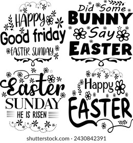 Happy Easter Bundle design, Christian Easter bunny Bundle, Retro Easter Cut Files Cricut, Good for Happy Easter tshirt design