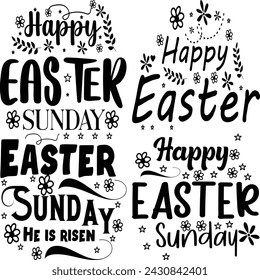 Happy Easter Bundle design, Christian Easter bunny Bundle, Retro Easter Cut Files Cricut, Good for Happy Easter tshirt design
