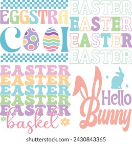 Happy Easter Bundle design, Christian Easter bunny Bundle, Retro Easter Cut Files Cricut, Good for Happy Easter tshirt design