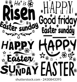 Happy Easter Bundle design, Christian Easter bunny Bundle, Retro Easter Cut Files Cricut, Good for Happy Easter tshirt design